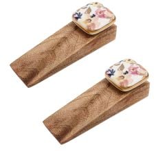 2 Pieces Rose Ceramic Door Cabinet Ceramic Wooden Door Stopper